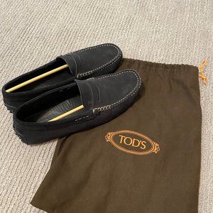 TODS Dark Blue Suede Loafers size 8.5 (EU 41) gently worn, well maintained.